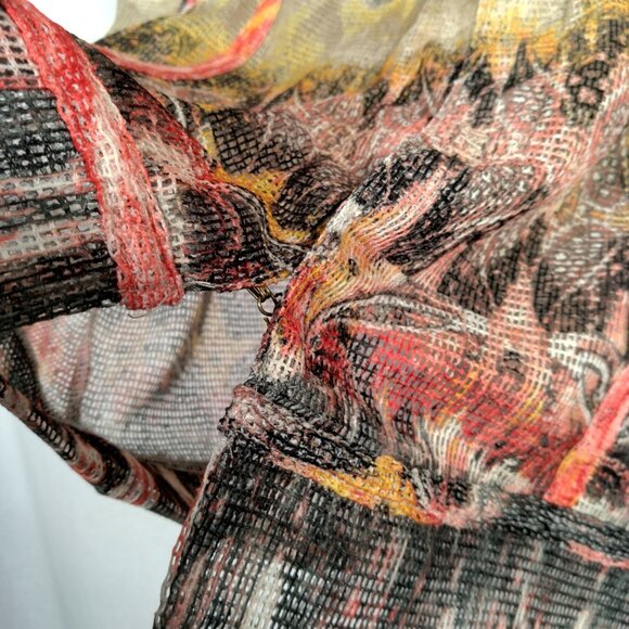 Onque Casuals Shirt Women Large Mesh Orange Yellow Brown Fall Harvest - Picture 9 of 16